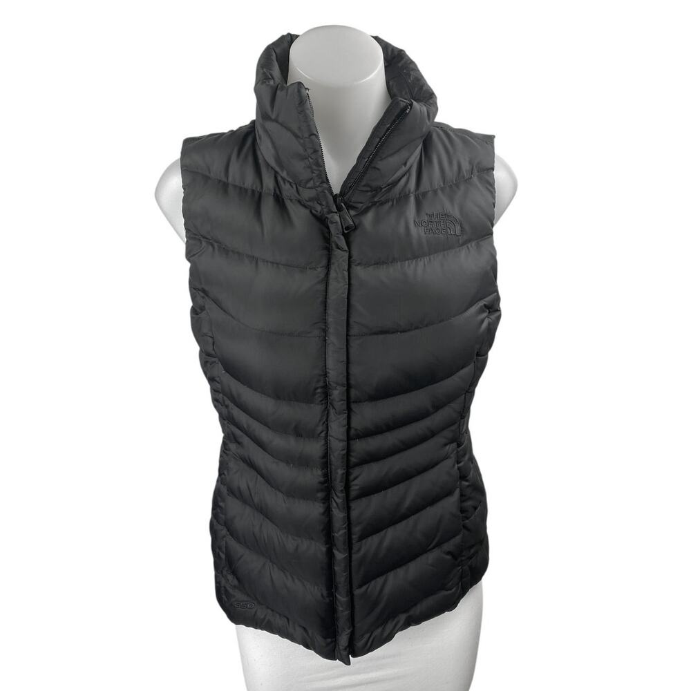 The North Face Women's Black Sleeveless Turtleneck Full Zip Puffer Vest Jacket S